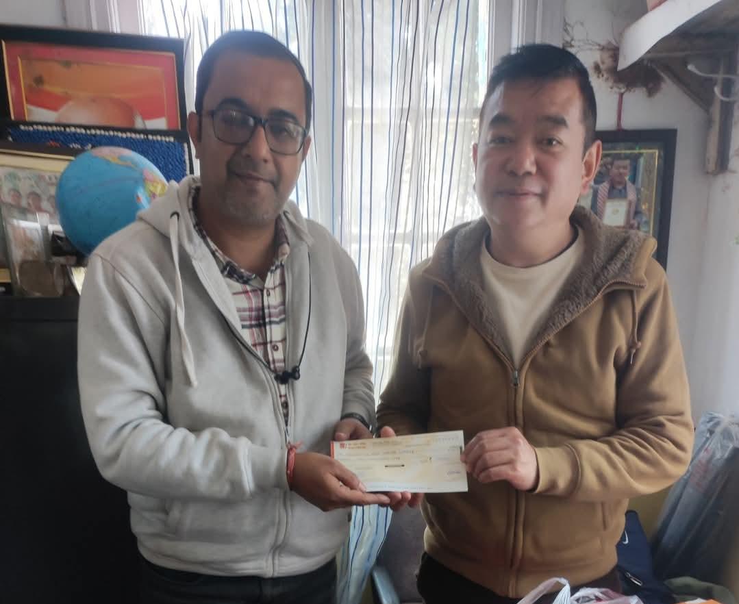 Cheque given to Darjeeling Hope Spastic Society School for the operational expenses
